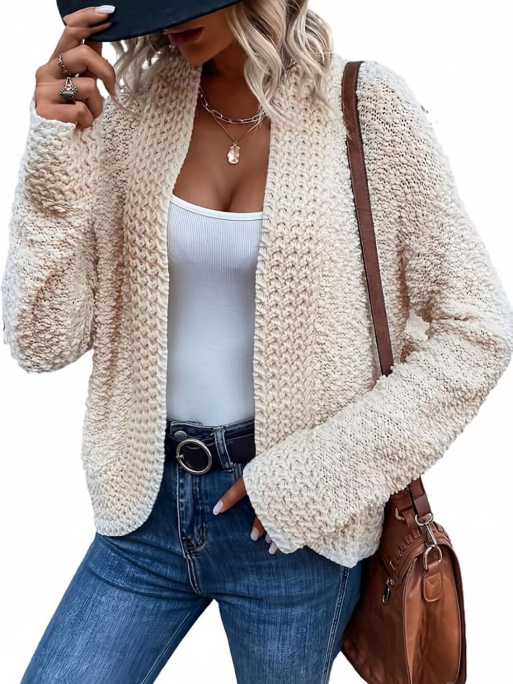 Chic Women's Open Front Long Sleeve Chunky Knit Cardigan Sweater Outerwear